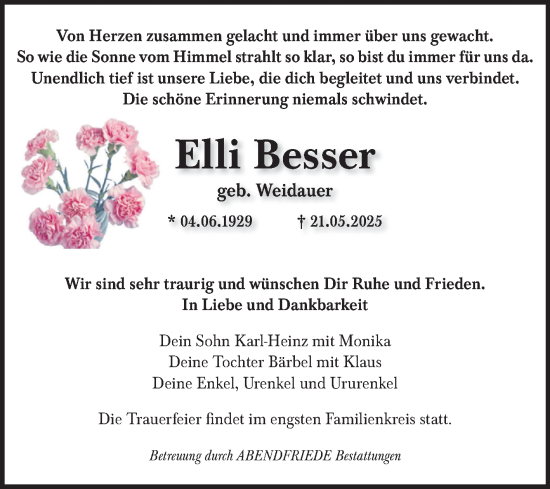 Traueranzeige von Elli Besser von Volksstimme Haldensleben/Wolmirstedt