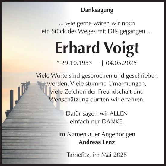 Traueranzeige von Erhard Voigt von Volksstimme Altmark West
