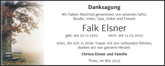 Traueranzeige von Falk Elsner von Super Sonntag Quedlingburg