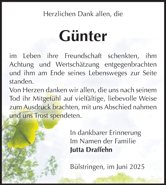 Traueranzeige von Günter  von Volksstimme Haldensleben/Wolmirstedt