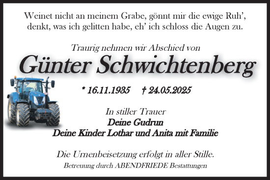 Traueranzeige von Günter Schwichtenberg von Volksstimme Haldensleben/Wolmirstedt