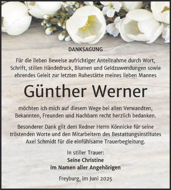 Traueranzeige von Günther Werner von Naumburger Tageblatt