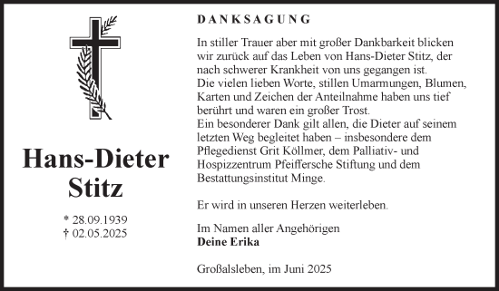 Traueranzeige von Hans-Dieter Stitz von Volksstimme Oschersleben/Wanzleben