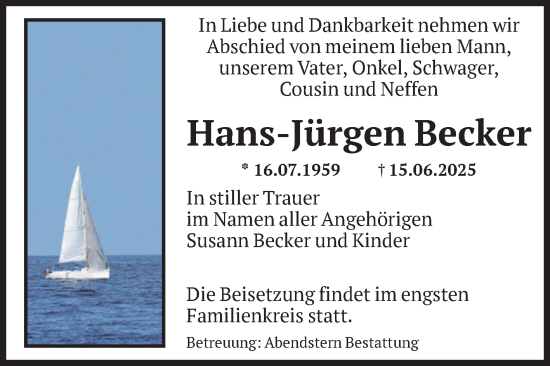 Traueranzeige von Hans-Jürgen Becker von Volksstimme Altmark Ost
