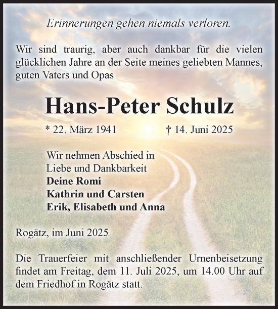 Traueranzeige von Hans-Peter Schulz von Volksstimme Haldensleben/Wolmirstedt