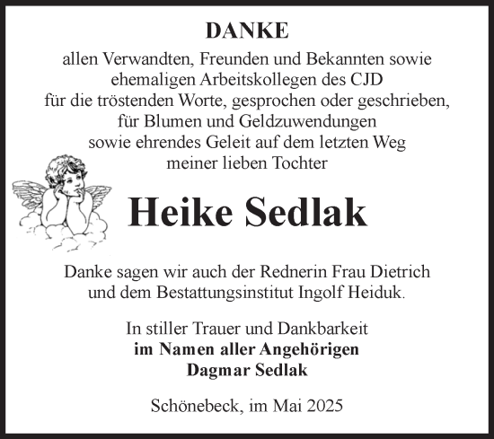 Traueranzeige von Heike Sedlak von Volksstimme Schönebeck