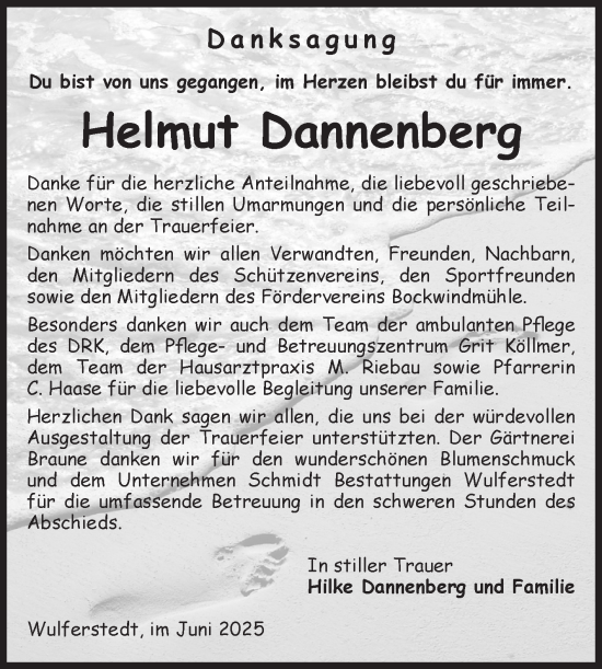 Traueranzeige von Helmut Dannenberg von Volksstimme Oschersleben/Wanzleben