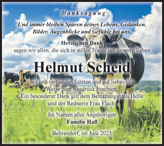 Traueranzeige von Helmut Scheid von Volksstimme Altmark Ost