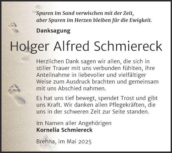 Traueranzeige von Holger Alfred Schmiereck von Trauerkombi Bitterfeld