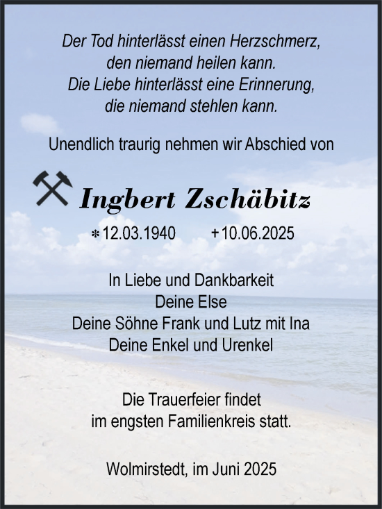 Traueranzeige von Ingbert Zschäbitz von Volksstimme Haldensleben/Wolmirstedt