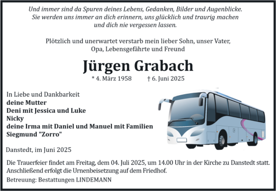 Traueranzeige von Jürgen Grabach von Volksstimme Halberstadt