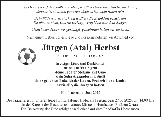 Traueranzeige von Jürgen Herbst von Volksstimme Oschersleben/Wanzleben