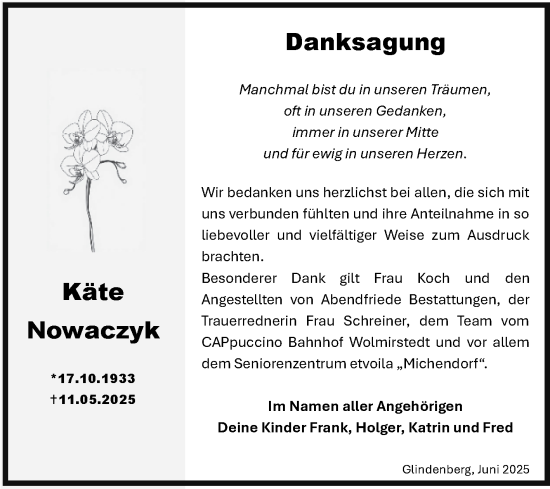 Traueranzeige von Käte Nowaczyk von Volksstimme Haldensleben/Wolmirstedt