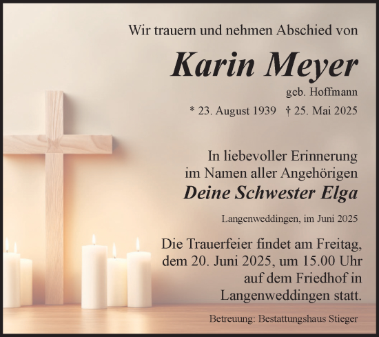 Traueranzeige von Karin Meyer von Volksstimme Oschersleben/Wanzleben