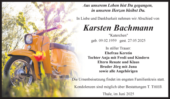 Traueranzeige von Karsten Bachmann von Trauerkombi Quedlinburg