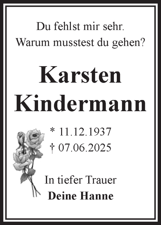 Traueranzeige von Karsten Kindermann von Volksstimme Magdeburg