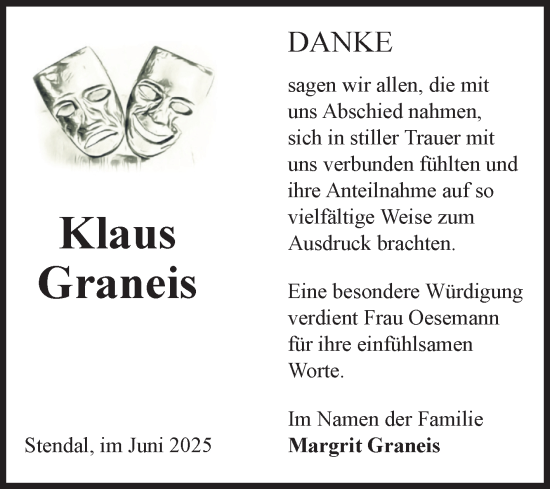 Traueranzeige von Klaus Graneis von Volksstimme Altmark Ost