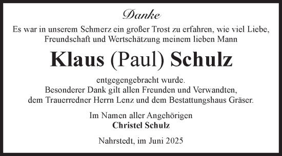 Traueranzeige von Klaus Schulz von Volksstimme Altmark Ost