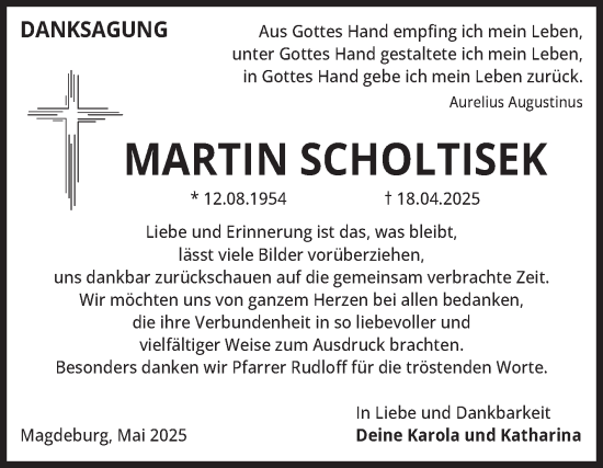 Traueranzeige von Martin Scholtisek von Volksstimme Magdeburg