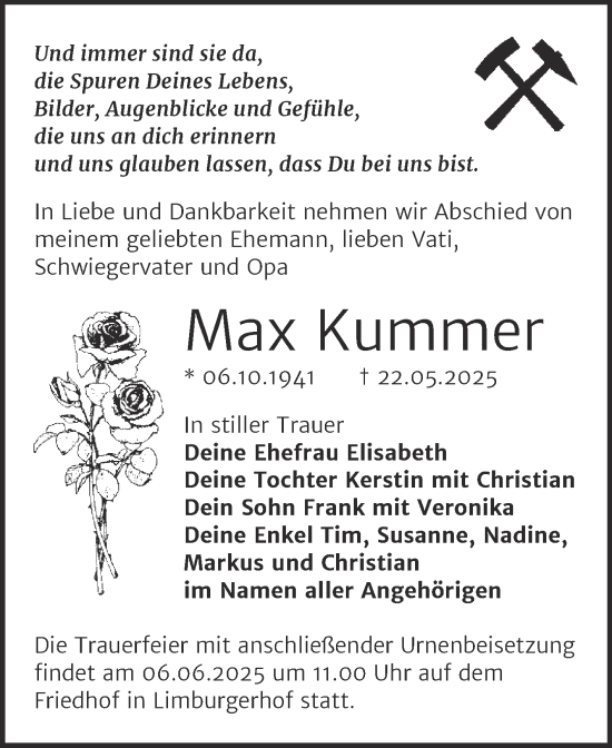 Traueranzeige von Max Kummer 
