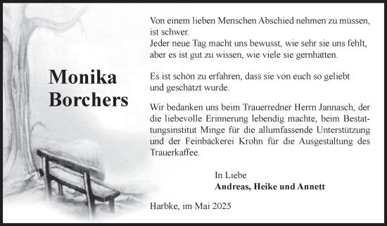 Traueranzeige von Monika Borchers von Volksstimme Oschersleben/Wanzleben