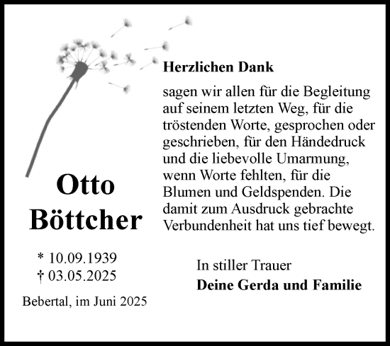Traueranzeige von Otto Böttcher von Volksstimme Haldensleben/Wolmirstedt