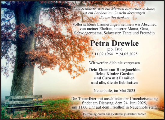 Traueranzeige von Petra Drewke von Volksstimme Haldensleben/Wolmirstedt