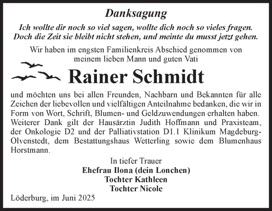 Traueranzeige von Rainer Schmidt von Volksstimme Staßfurt