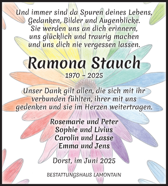Traueranzeige von Ramona Stauch von Volksstimme Oschersleben/Wanzleben