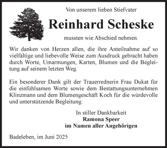 Traueranzeige von Reinhard Scheske von Volksstimme Oschersleben/Wanzleben