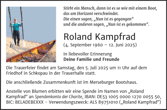 Traueranzeige von Roland Kampfrad von Mitteldeutsche Zeitung Halle/Saalkreis