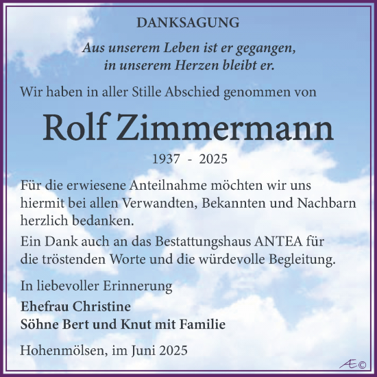Traueranzeige von Rolf Zimmermann von Trauerkombi Weißenfels