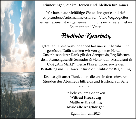 Traueranzeige von Thiedhelm Kreuzburg 