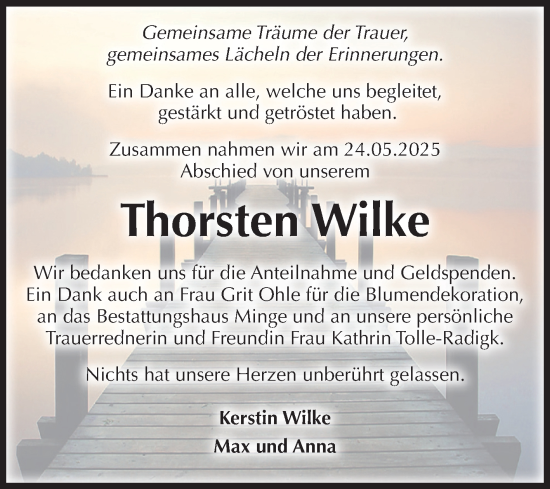 Traueranzeige von Thorsten Wilke 