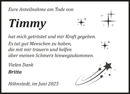 Traueranzeige von Timmy  