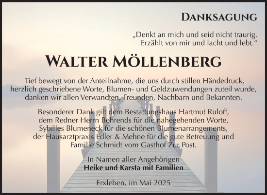 Traueranzeige von Walter Möllenberg von Volksstimme Haldensleben/Wolmirstedt