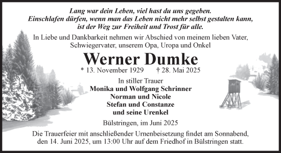 Traueranzeige von Werner Dumke von Volksstimme Haldensleben/Wolmirstedt