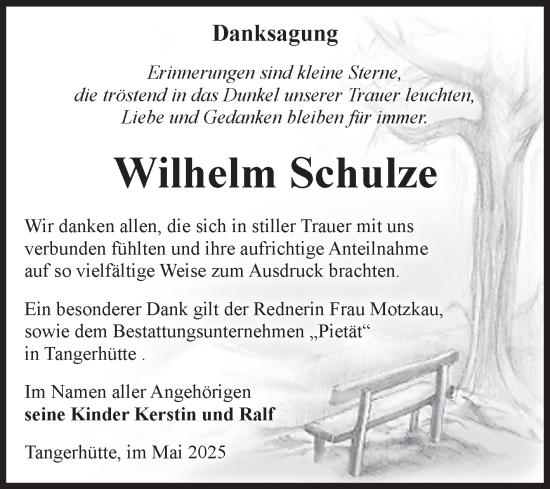Traueranzeige von Wilhelm Schulze von Volksstimme Altmark Ost