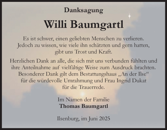 Traueranzeige von Willi Baumgartl von Volksstimme Wernigerode