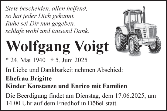 Traueranzeige von Wolfgang Voigt von Mitteldeutsche Zeitung Halle/Saalkreis