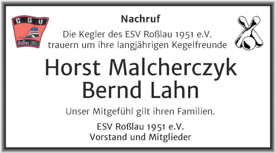 Traueranzeige von Bernd Lahn von Trauerkombi Dessau