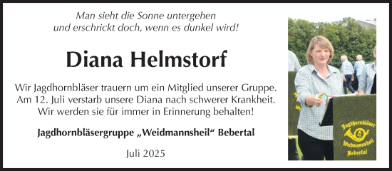 Traueranzeige von Diana Helmstorf von Volksstimme Haldensleben/Wolmirstedt