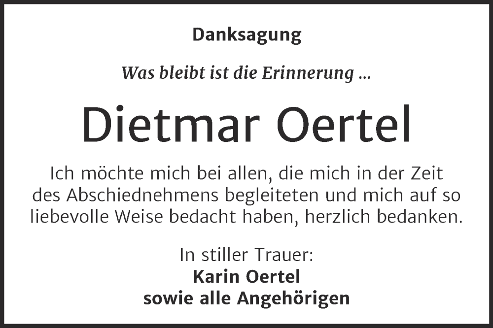  Traueranzeige für Dietmar Oertel vom 26.07.2025 aus Naumburger Tageblatt