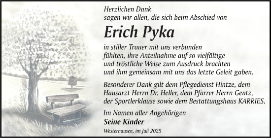 Traueranzeige von Erich Pyka von Trauerkombi Quedlinburg