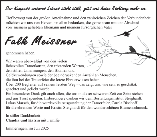 Traueranzeige von Falk Meissner von Volksstimme Oschersleben/Wanzleben