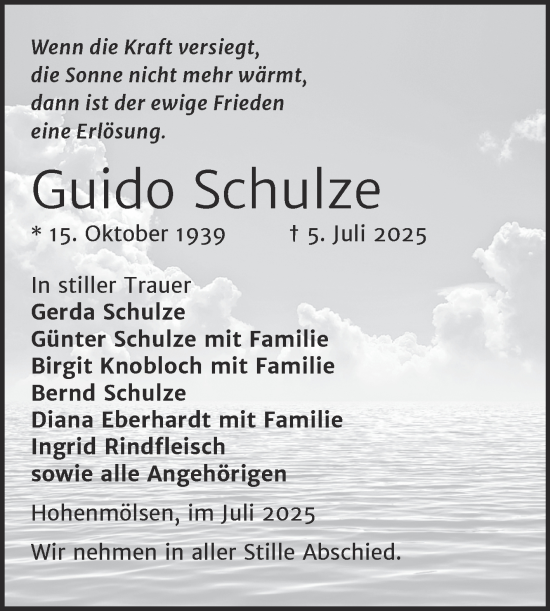 Traueranzeige von Guido Schulze von Trauerkombi Weißenfels