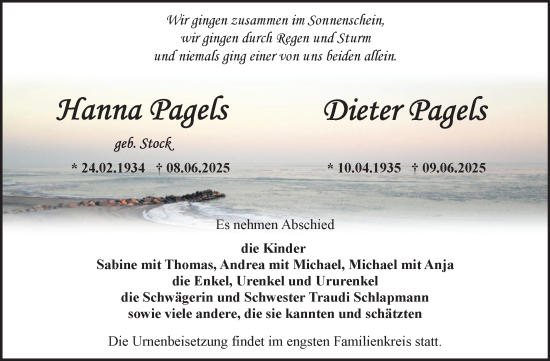 Traueranzeige von Hanna Pagels von Mitteldeutsche Zeitung Halle/Saalkreis