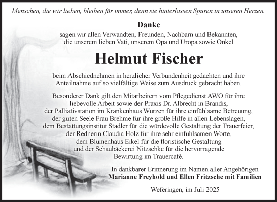 Traueranzeige von Helmut Fischer von Volksstimme Haldensleben/Wolmirstedt
