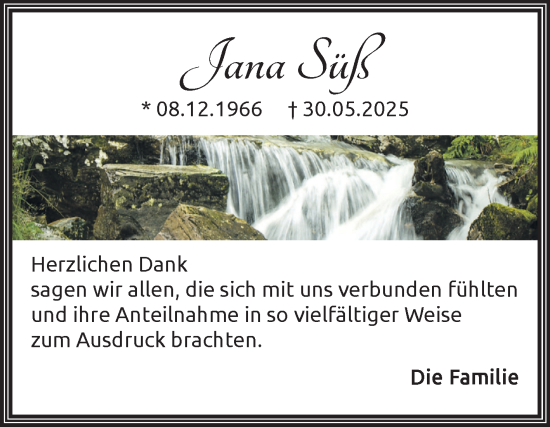 Traueranzeige von Jana Süß von Volksstimme Magdeburg