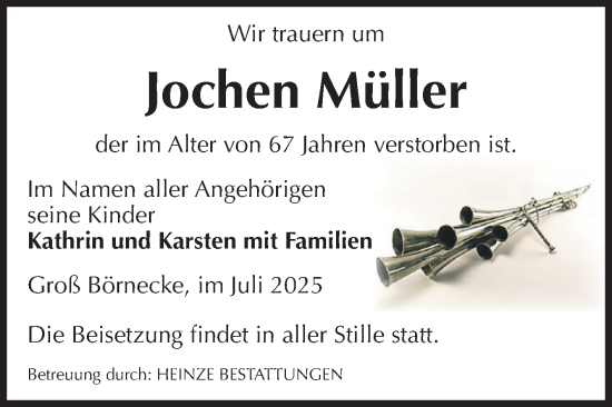 Traueranzeige von Jochen Müller 